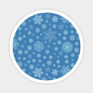 Snow time. Winter time. Christmas snow flakes. Colorful Christmas gift. Magnet